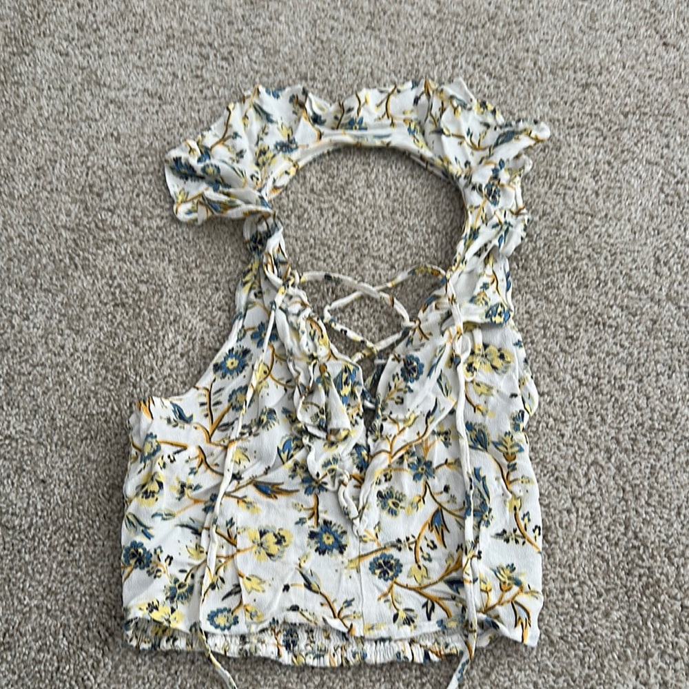 Floral Ruffle Sleeveless Halter Top